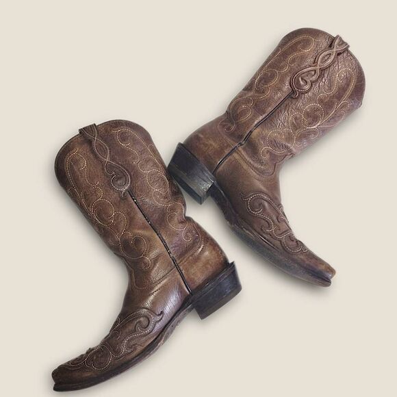 Justin Mens boots Sz 9D Buck Brown Round Toe Western Boots 2253 Comfort Cushion - Picture 13 of 14